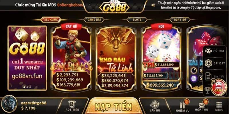 Khám phá kho game slot tại Go88